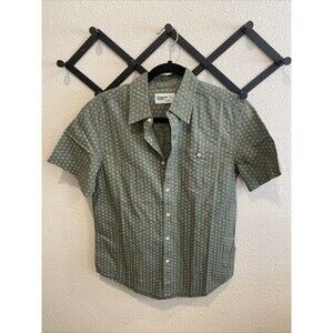 Wellen Organic Cotton Button Up Short Sleeve Shirt Green Size Men's XS